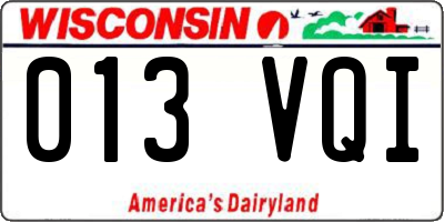 WI license plate 013VQI