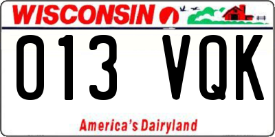 WI license plate 013VQK