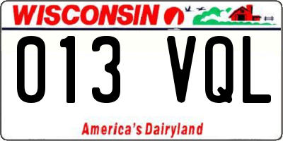 WI license plate 013VQL