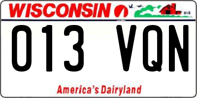 WI license plate 013VQN