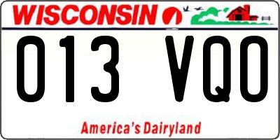 WI license plate 013VQO