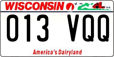 WI license plate 013VQQ