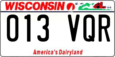 WI license plate 013VQR