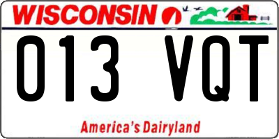 WI license plate 013VQT