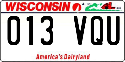 WI license plate 013VQU