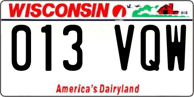 WI license plate 013VQW