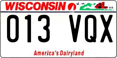WI license plate 013VQX