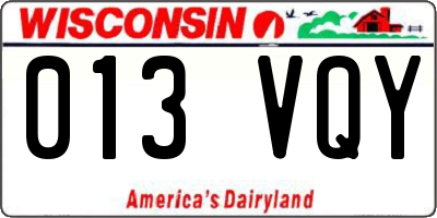 WI license plate 013VQY