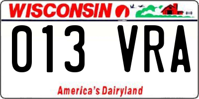 WI license plate 013VRA