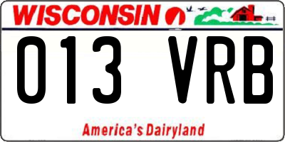 WI license plate 013VRB
