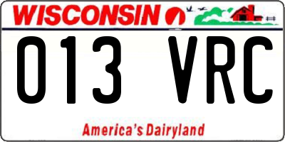 WI license plate 013VRC