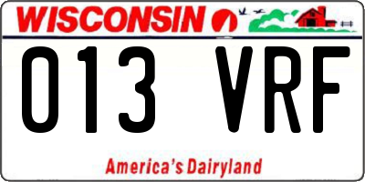 WI license plate 013VRF