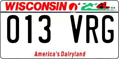 WI license plate 013VRG