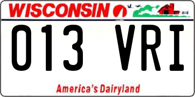 WI license plate 013VRI