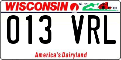 WI license plate 013VRL