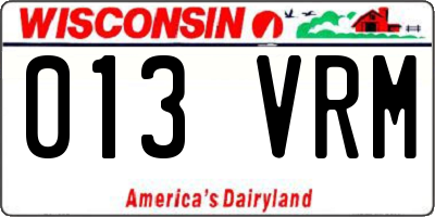 WI license plate 013VRM