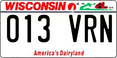 WI license plate 013VRN