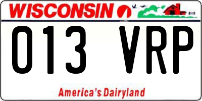 WI license plate 013VRP