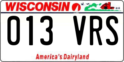 WI license plate 013VRS