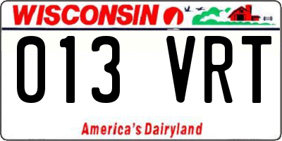WI license plate 013VRT