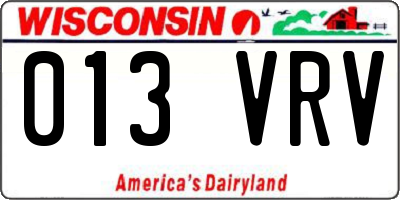 WI license plate 013VRV