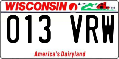 WI license plate 013VRW