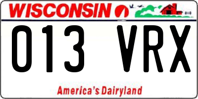 WI license plate 013VRX