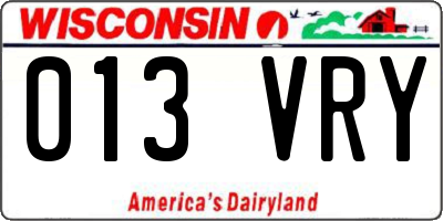 WI license plate 013VRY