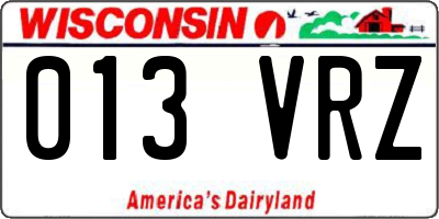 WI license plate 013VRZ