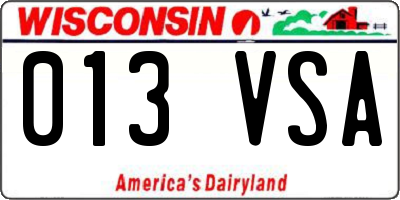 WI license plate 013VSA