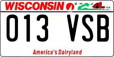 WI license plate 013VSB
