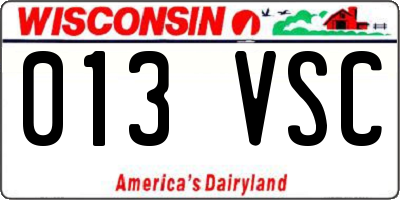 WI license plate 013VSC