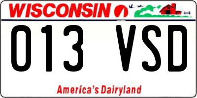 WI license plate 013VSD