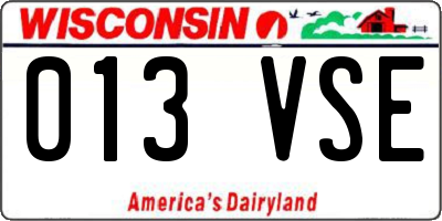 WI license plate 013VSE