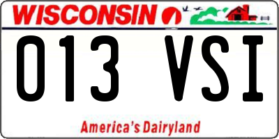 WI license plate 013VSI