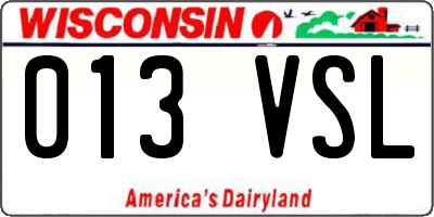 WI license plate 013VSL