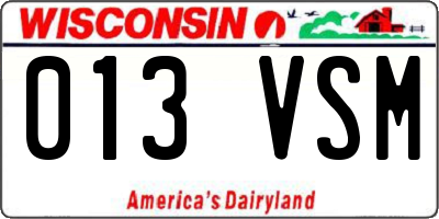 WI license plate 013VSM