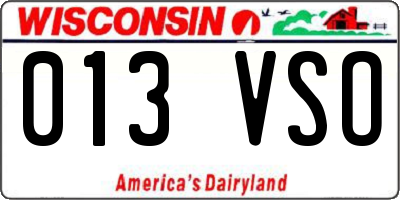 WI license plate 013VSO