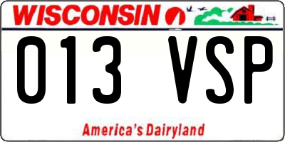 WI license plate 013VSP