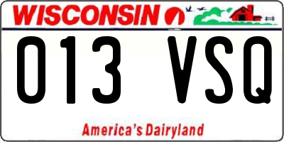 WI license plate 013VSQ
