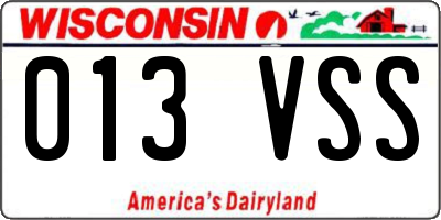 WI license plate 013VSS
