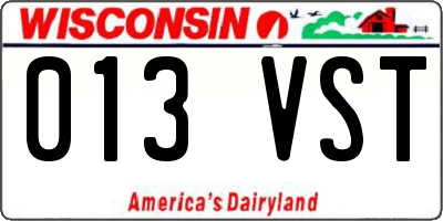 WI license plate 013VST