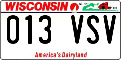 WI license plate 013VSV
