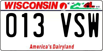 WI license plate 013VSW