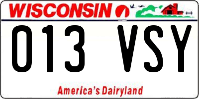 WI license plate 013VSY
