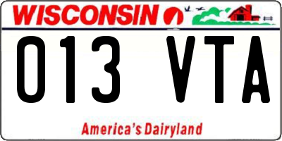 WI license plate 013VTA