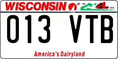 WI license plate 013VTB