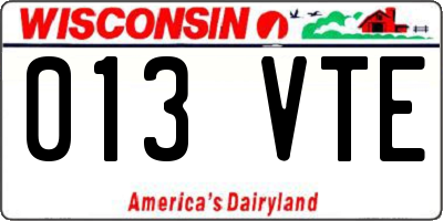 WI license plate 013VTE