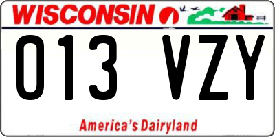 WI license plate 013VZY