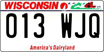 WI license plate 013WJQ